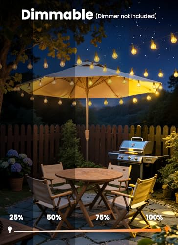 100FT 52 LED Bulbs Outdoor String Lights, G40 Shatterproof String Lights, view 6