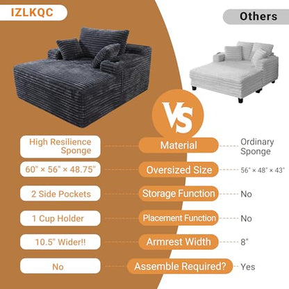Oversized Boneless Chair, Chaise Lounge Chair Indoor, Dark Gray, view 6