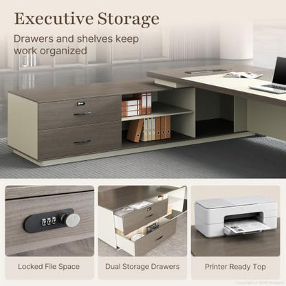 79" Executive L-Shaped Desk, 2" Top, LED, Power, Left Return, view 7