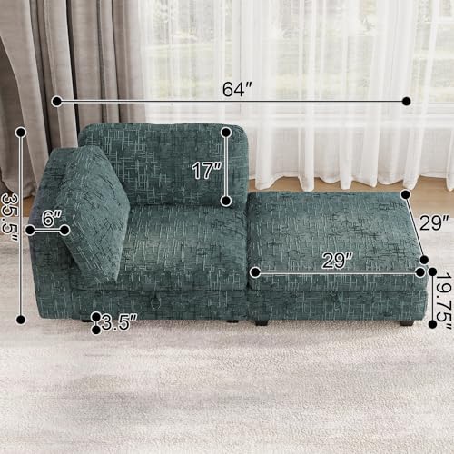 Comfy Chenille Upholstered Reversible Storage Chaise Lounge Indoor for Living, view 3