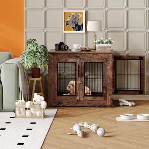 31" Farmhouse Double Doors Heavy-Duty Dog Crate for Small Medium Dogs, view 3