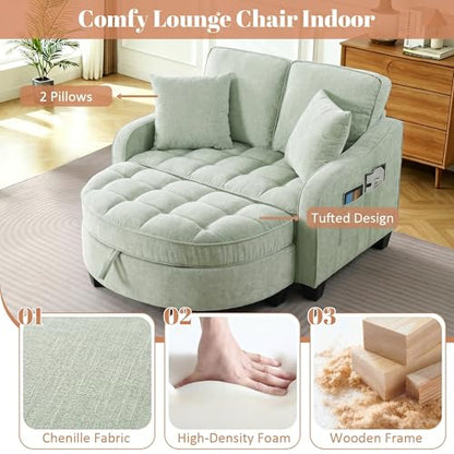 Chaise Lounge Chair Indoor with Storage Ottoman, view 7