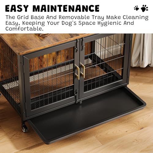 37.4 Inch Wooden Dog Crate Furniture for Small-Medium-Large Dogs, view 6