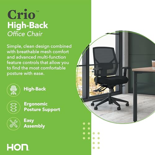 Crio Ergonomic Office Chair, Office Desk Computer Chair, Black, view 4