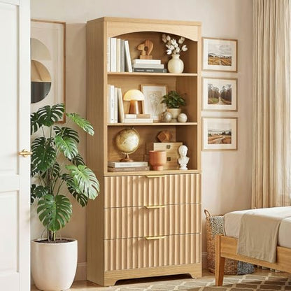 63.3" Tall Bookshelf, Bookshelves and Bookcases with Drawers, view 2