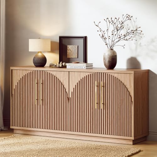65" Arched Sideboard Buffet Cabinet with Storage, Fluted Credenza, view 2