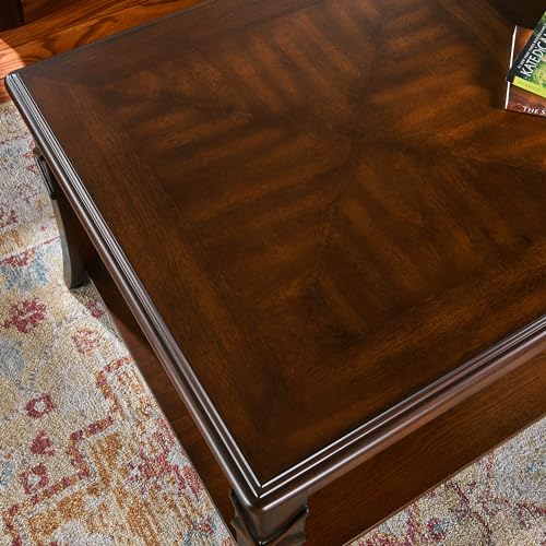 Solid Wood Coffee Table with Storage Shelf, view 6