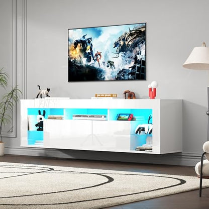 63" Floating High Gloss LED TV Stand for 75" TVs, view 8