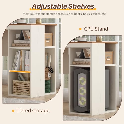 63" Farmhouse L Shaped Desk with Drawers & Storage Shelves for Home Office, view 7