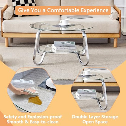 31.5" Round Glass Coffee Table, view 6