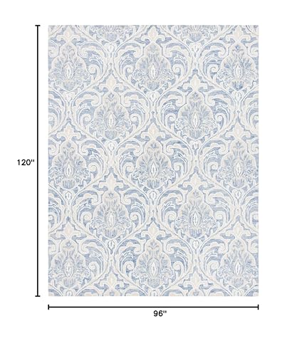 SAFAVIEH Area Rug 8x10 - Micro-Loop Collection - Large - Blue & Ivory, Handmade Wool, Ideal for Living Room, Bedroom, Office, Dining Space (MLP532M)