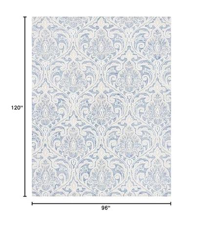 SAFAVIEH Area Rug 8x10 - Micro-Loop Collection - Large - Blue & Ivory, Handmade Wool, Ideal for Living Room, Bedroom, Office, Dining Space (MLP532M)