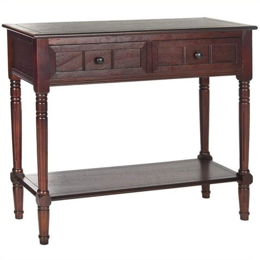 SAFAVIEH Furniture - Samantha 2-Drawer Console Table - Dark Cherry - Solid Wood - Classic Storage Design - Ideal for Entryway, Living Room, Hallway, 35.8"W x 13.8"D x 29.5"H (AMH5710D)
