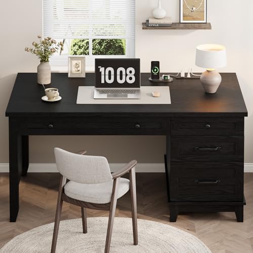 53.5" Farmhouse Home Office Desk with File Cabinet, view 4