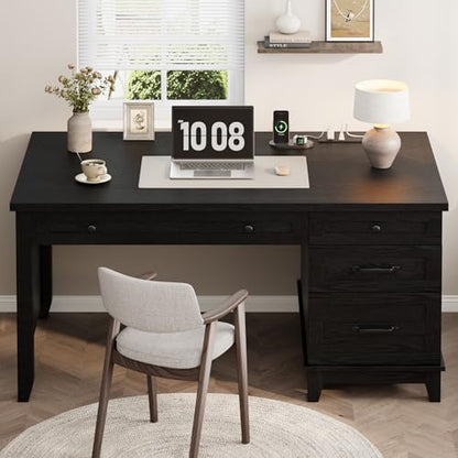 53.5" Farmhouse Home Office Desk with File Cabinet, view 4