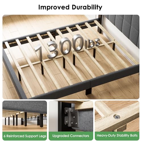 Queen Size Bed Frame, Sturdy and Durable with 12 Support Legs, 1300 lbs Capacity, view 4