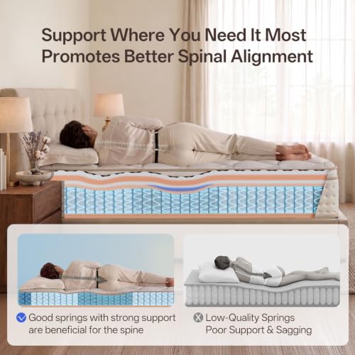Queen Mattress, 14 Inch Hybrid Mattress with Memory Foam, Medium Firm, view 5