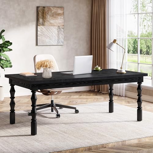Tribesigns Large Black Executive Office Desk, 62.2" Farmhouse Computer Desk, view 4