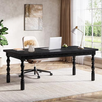 Tribesigns Large Black Executive Office Desk, 62.2" Farmhouse Computer Desk, view 4