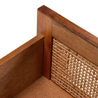 SAFAVIEH Home Collection Erica Rattan 2-Drawer Nightstand, Natural/Black