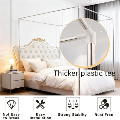 Canopy Bed Poles Stainless Steel Metal Frame 4 Corner Post Bed Frame Poles, view 4