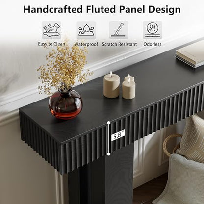 63-Inch Long Entryway Console Table with a Fluted Design, view 5