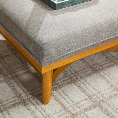 Nash Modern Farmhouse Large Oversized Linen Ottoman, Dark Grey