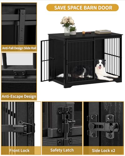46.9" XXL Dog Crate Furniture Indoor Dog Kennel with Barn Door, view 7