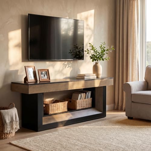 Farmhouse 63 Inch TV Stand with Shelf for 55" 65"70” TV in Living Room, view 4
