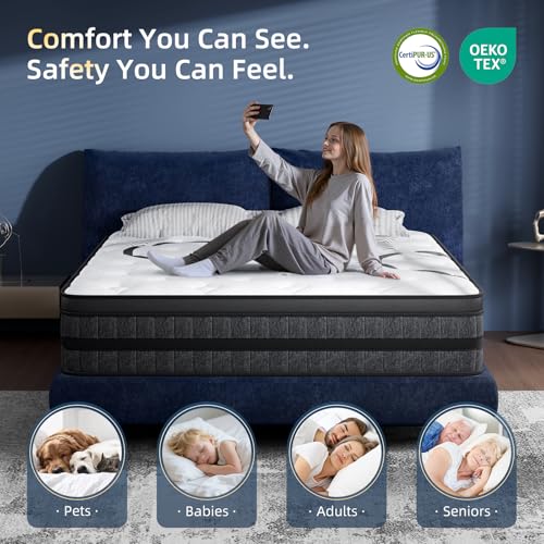 Queen Mattress 12 Inch Hybrid Queen Size Mattress in a Box Medium Firm New, view 6