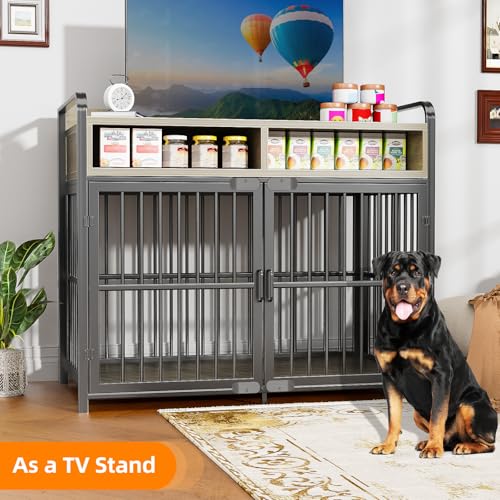 Large Dog Crate Furniture with Drawers Storage, view 5