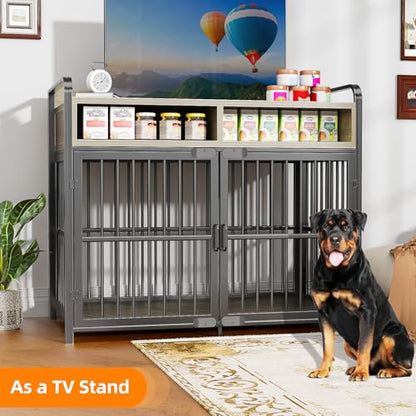 Large Dog Crate Furniture with Drawers Storage, view 5