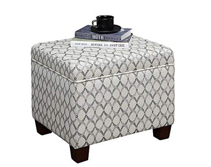 Madison Storage Ottoman 21.75" - Modern Upholstered Footstool & Seat with Hinged Lid for Transitional Living Room, Bedroom, Hallway, & Entryway, Ribbon Pattern Fabric