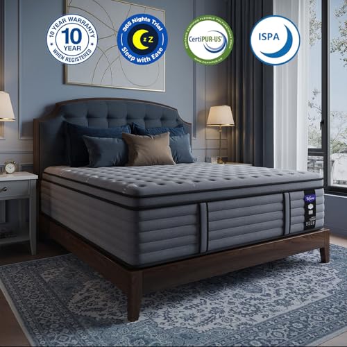 King Mattress 14 Inch, Hotel Luxury Hybrid King Size Mattress In A Box, Extra Enhanced Support, Relieve Back & Waist Pain, Cooling Sleep, Fiberglass-Free, CertiPUR-US Medium Firm
