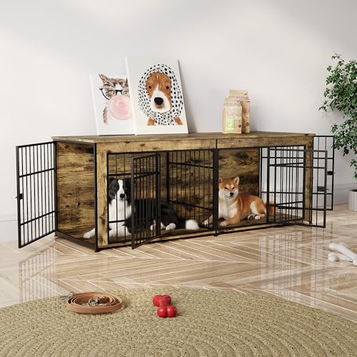 78.7" Heavy Duty Dog Crate Furniture, Dog Cage Furniture with Divider, view 2