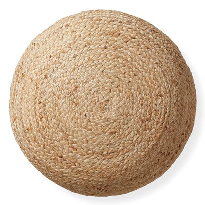 Hand-Braided Jute Pouf Ottoman Footrest, 19" W x 19" D x 10-1/2" H, Round, view 7