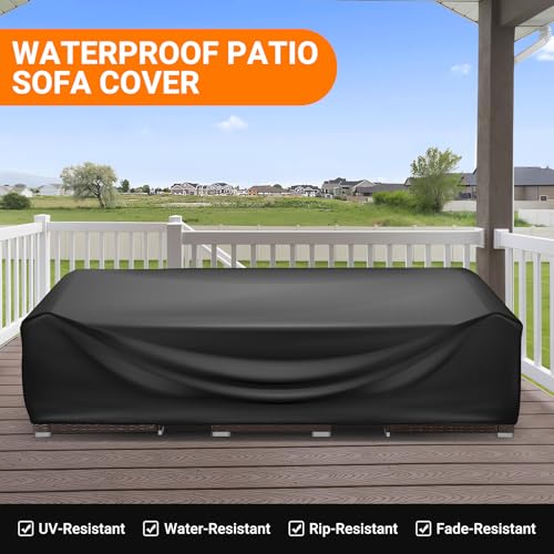 Patio Furniture Covers Rectangle, Outdoor Table Covers Waterproof, Heavy Duty Outdoor Furniture Cover, Patio Sectional Set Cover 90" L x 64" W x 28" H, Black