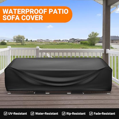 Patio Furniture Covers Rectangle, Outdoor Table Covers Waterproof, Heavy Duty Outdoor Furniture Cover, Patio Sectional Set Cover 90" L x 64" W x 28" H, Black