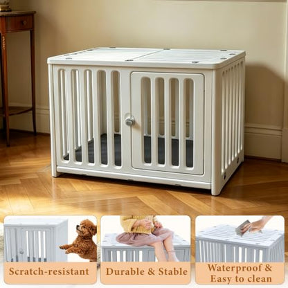 Dog Crate Furniture with Mat Small Plastic Dog Kennel Indoor for Puppy Cage End, view 7