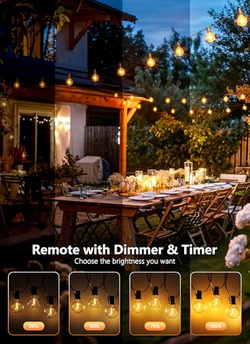 100FT 31 Bulbs Outdoor String Lights with Remote & Dimmable, view 4