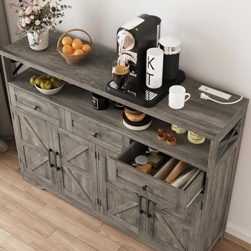 Farmhouse Buffet Cabinet with Drawers, Sideboard with Storage, view 5
