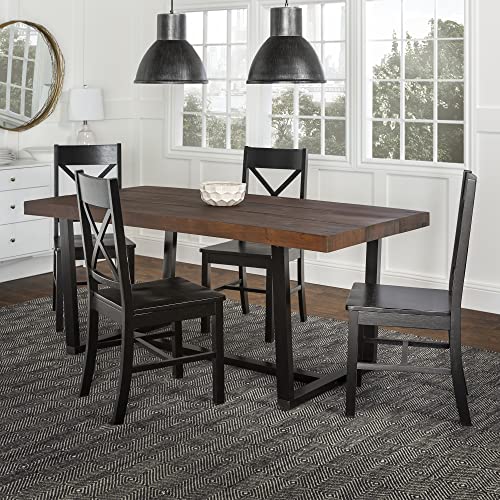 Barnes 5-Piece Rustic Metal and Wood Dining Table with X-Back Chairs Set of 5 Mahogany/Black