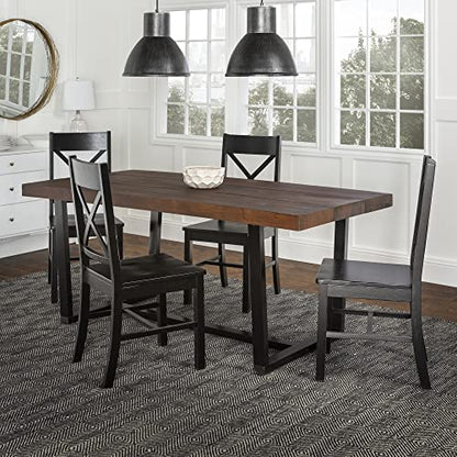 Barnes 5-Piece Rustic Metal and Wood Dining Table with X-Back Chairs Set of 5 Mahogany/Black