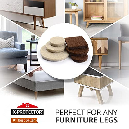 Felt Furniture Pads 133 PCS Premium Furniture Pads - Felt Pads Furniture Feet Best Wood Floor Protectors - Protect Your Hardwood & Laminate Flooring! Brown and Beige
