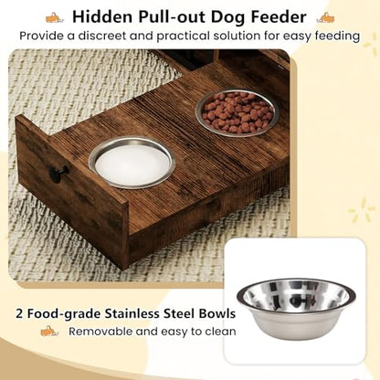47.5" Dog Crate Furniture with Hidden Feeding Drawer & Side Storage Cabinet, view 6