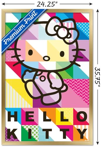 Hello Kitty - Patterns Wall Poster, 22.375" x 34", Gold Framed Version