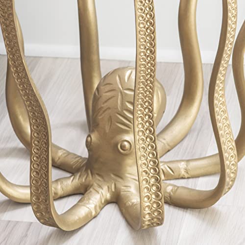 Powell Olivia Octopus Antique Gold Accent Table with Glass Top