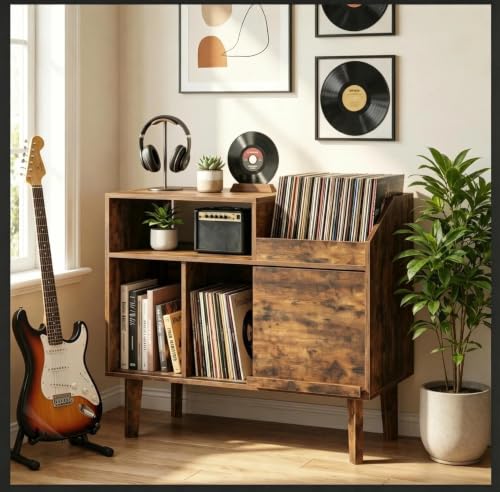 Record Player Stand, Large Turntable Stand Holds up to 250 Albums, view 5