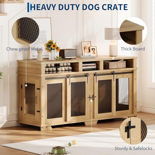 71'' Dog Crate Furniture for 2 Dogs, view 7
