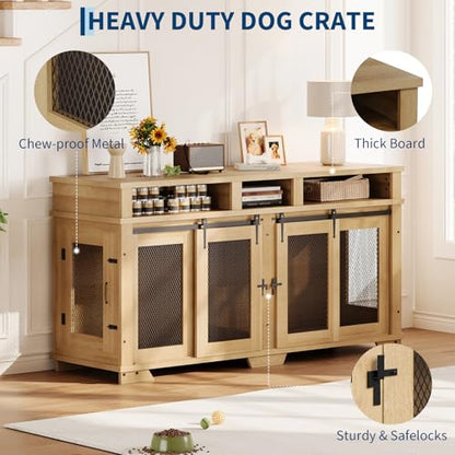71'' Dog Crate Furniture for 2 Dogs, view 7